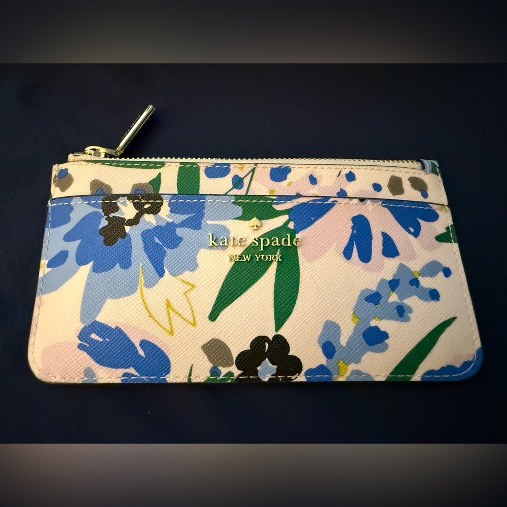 Kate Spade Floral Wallet - Blue, Black, and Cream